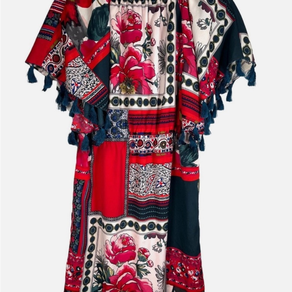 60 Anthropologie Vanessa Virginia Rose Tassel and Floral Midi Dress - Picture 3 of 4